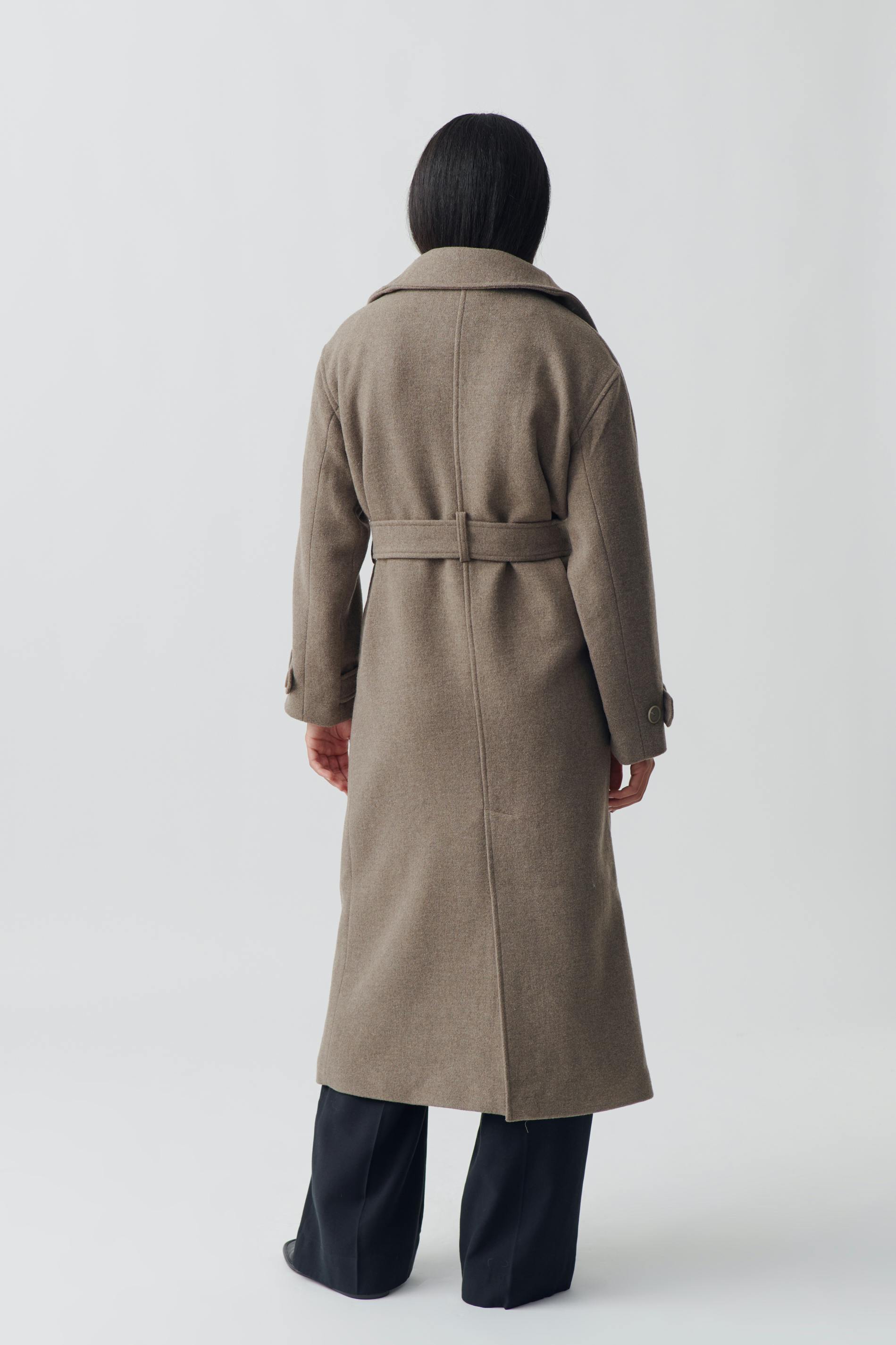 Belted wool blend coat