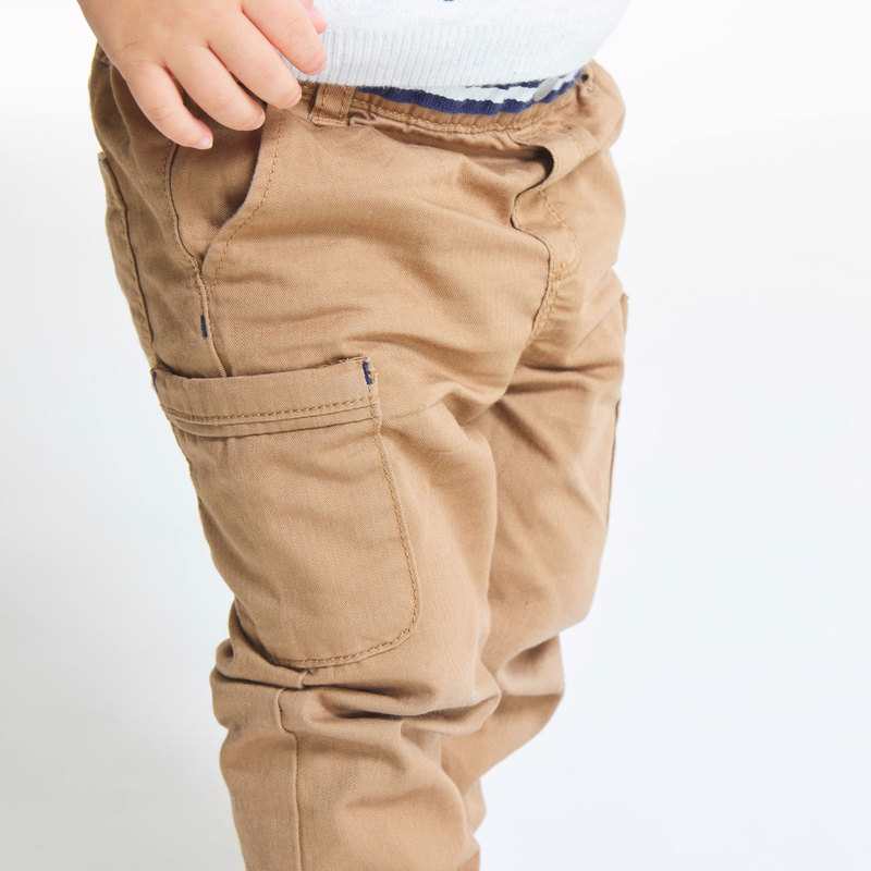 Pantalon toile chevrons multipoches marron bébé garçon