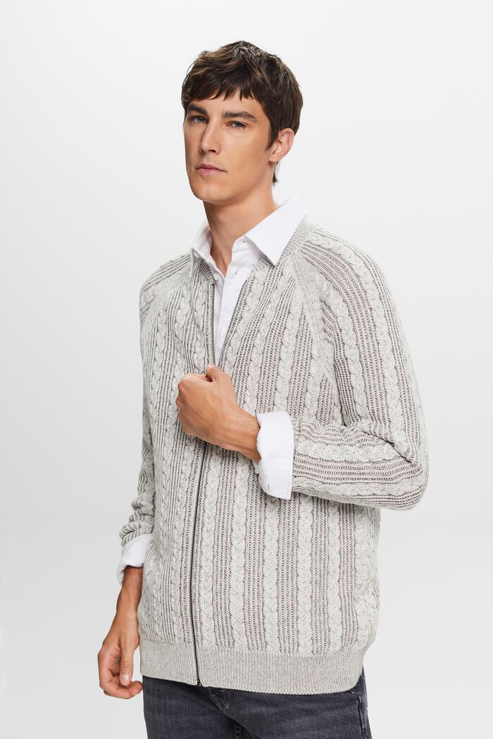 Zopfstrick-Cardigan mit Reißverschluss