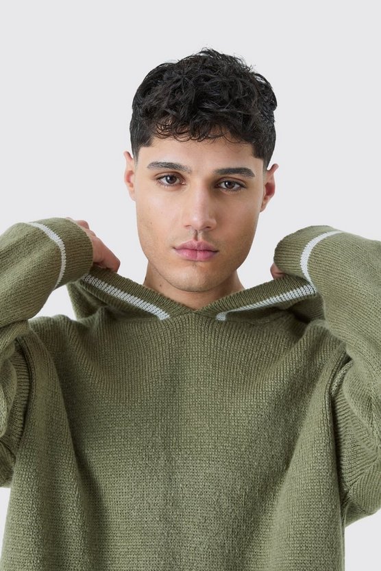 Kastiger Oversize Hoodie mit Kontrast-Naht