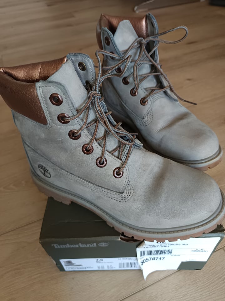 Timberland Leder-Boots in Grau/ Hellbraun günstig kaufen 38,5