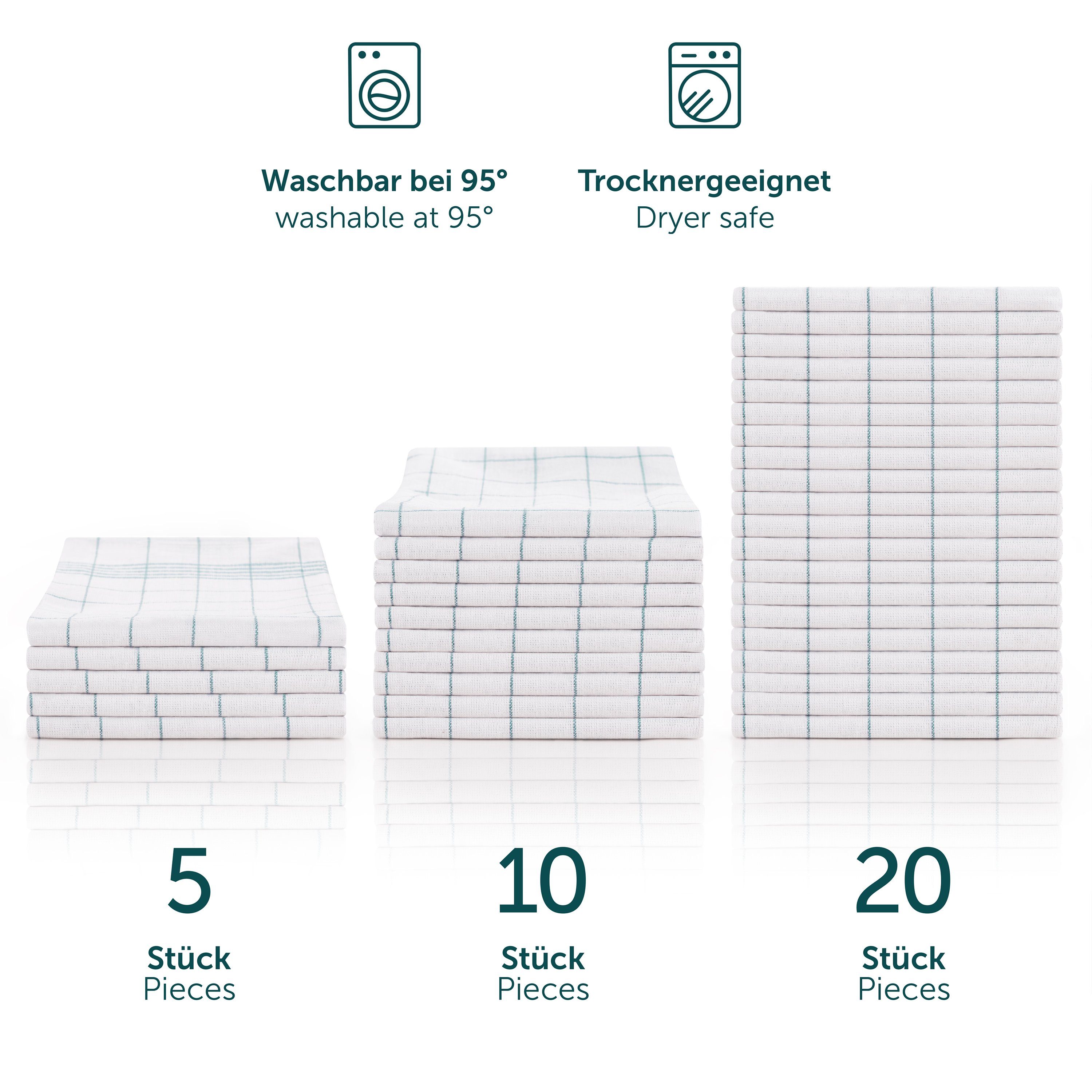 Blumtal Geschirrtuch Hochwertige Geschirrhandtücher im praktischen Set, (Set, 10-tlg., Set bestehend aus 5, 10 oder 20), in der Größe 50x70 cm, 100% Baumwolle