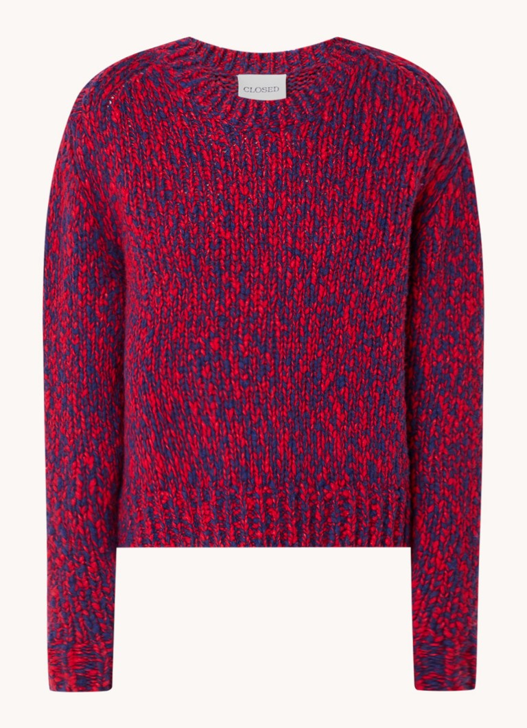 Pull en grosse maille de laine mélangée à motifs variés (FERMÉ)