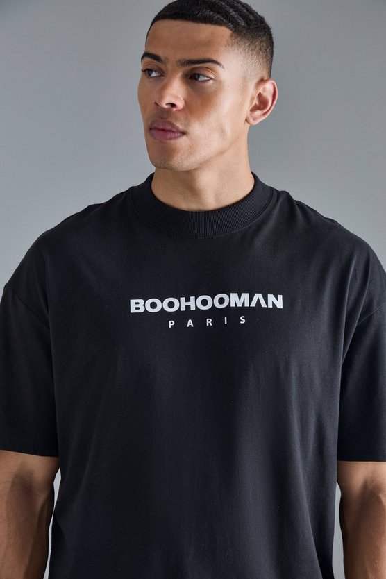 Oversize T-Shirt mit Boohooman Paris Print