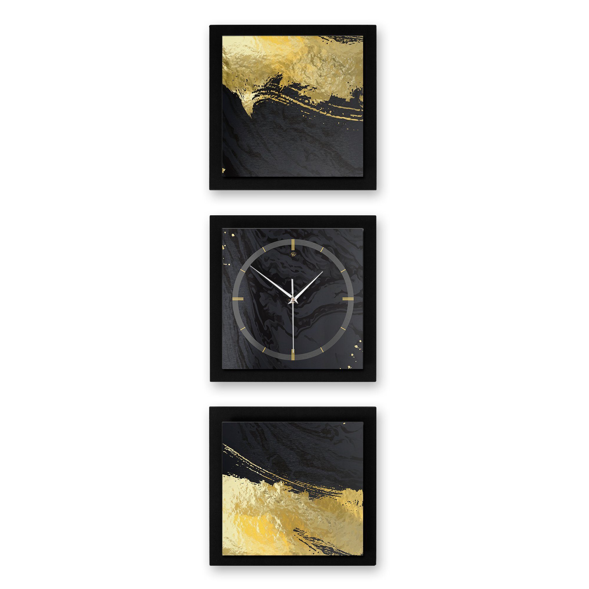 Kreative Feder Wanduhr Golden Paint (ohne Ticken; Funk- oder Quarzuhrwerk; elegant, außergewöhnlich, modern)