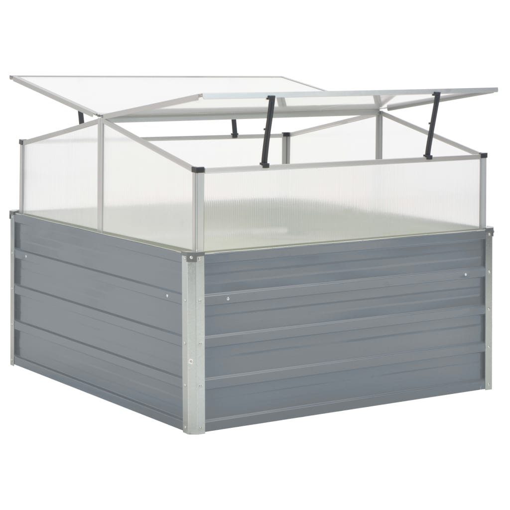 vidaXL Blumentopf Gewächshaus Grau Verzinkter Stahl 100×100×85 cm (1 St)