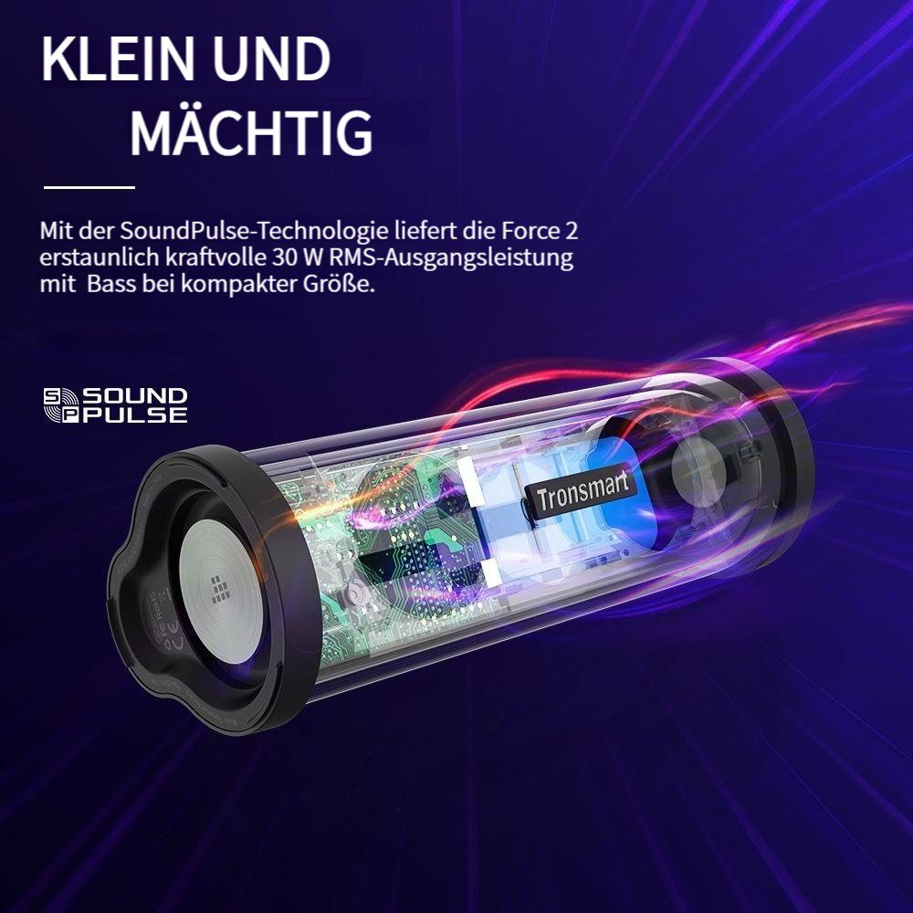 Tronsmart Force2 Stereo Bluetooth-Lautsprecher (A2DP Bluetooth, 30 W, IPX7 Wasserdicht, Sprachassistent, Qualcomm Chip)