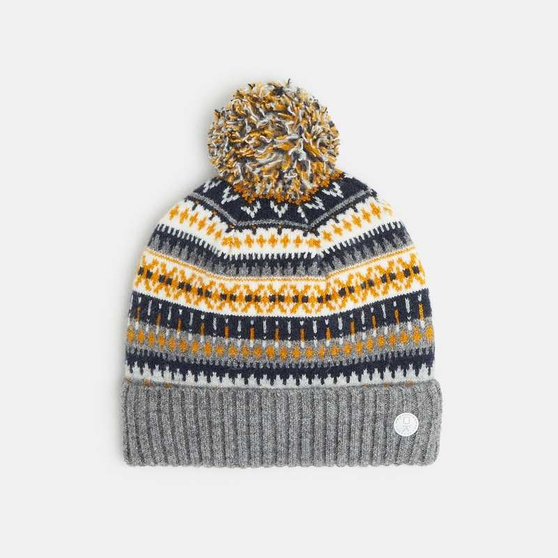 Bonnet à pompon motif jacquard garçon