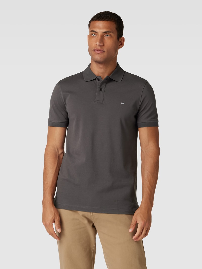 Poloshirt mit Logo-Stitching in anthrazit