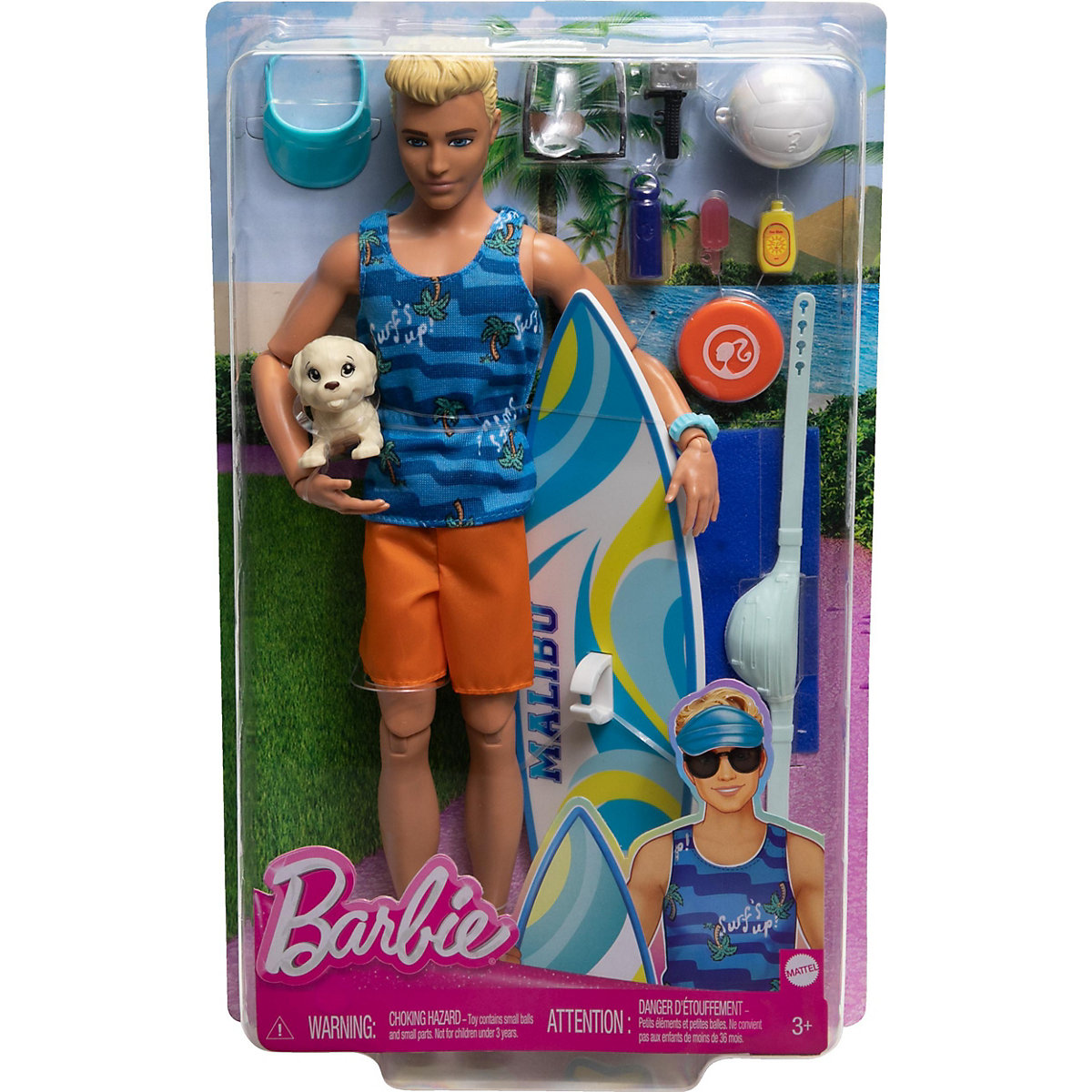 Barbie Surf-Puppe Ken & Hund Accy