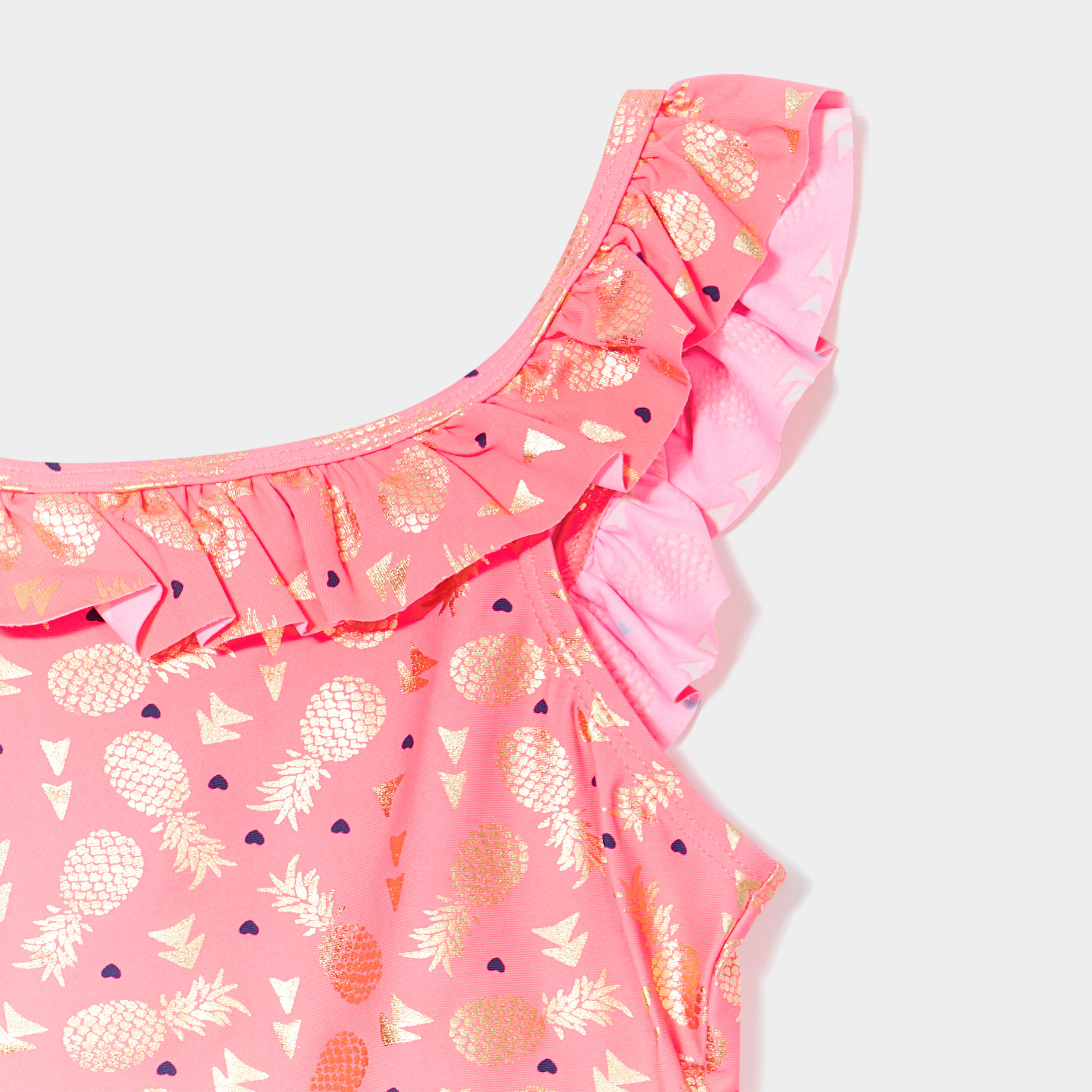 Maillot de bain une pièce orange corail fille | La Halle