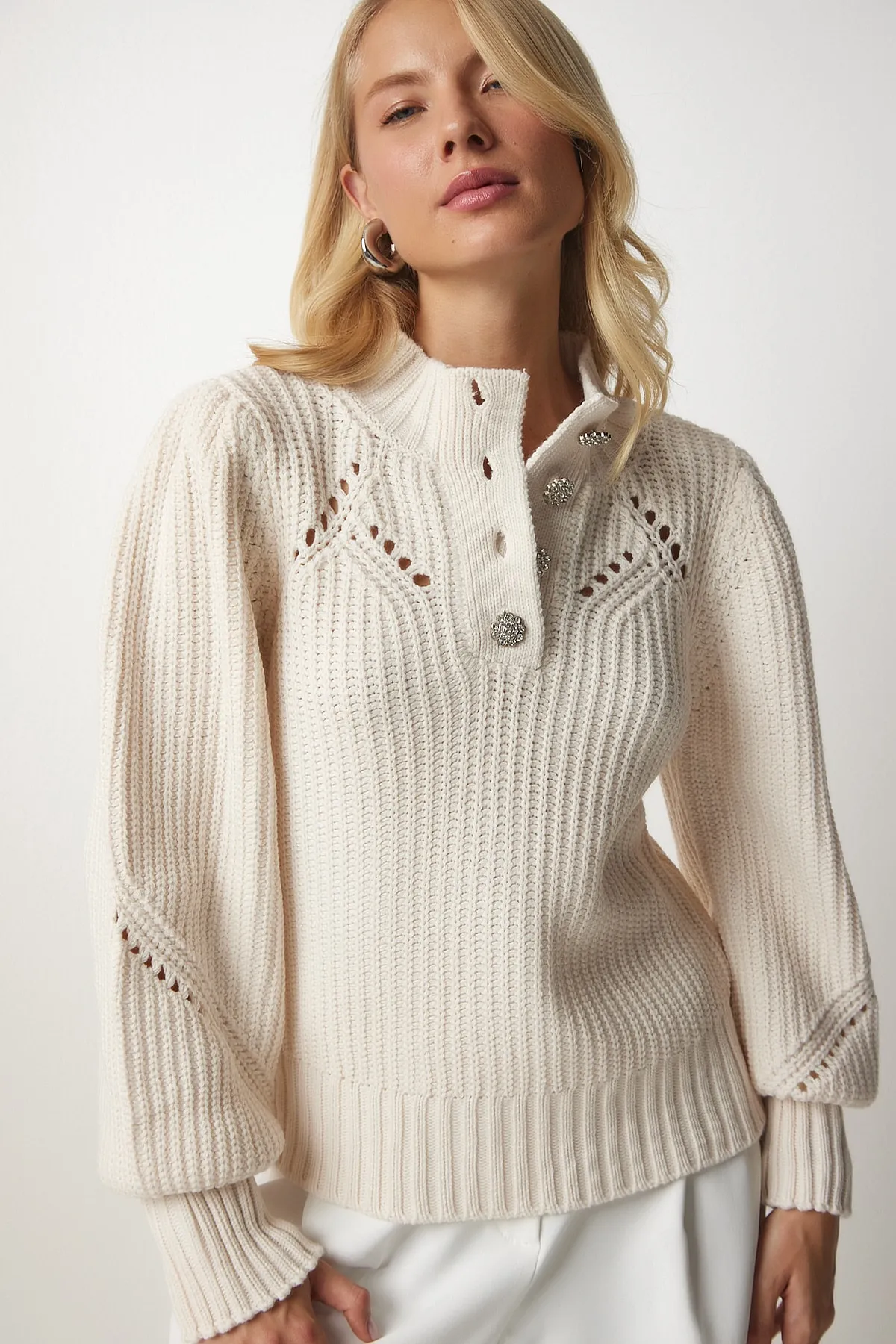 Happiness İstanbul  Pullover - Beige - Regular Fit