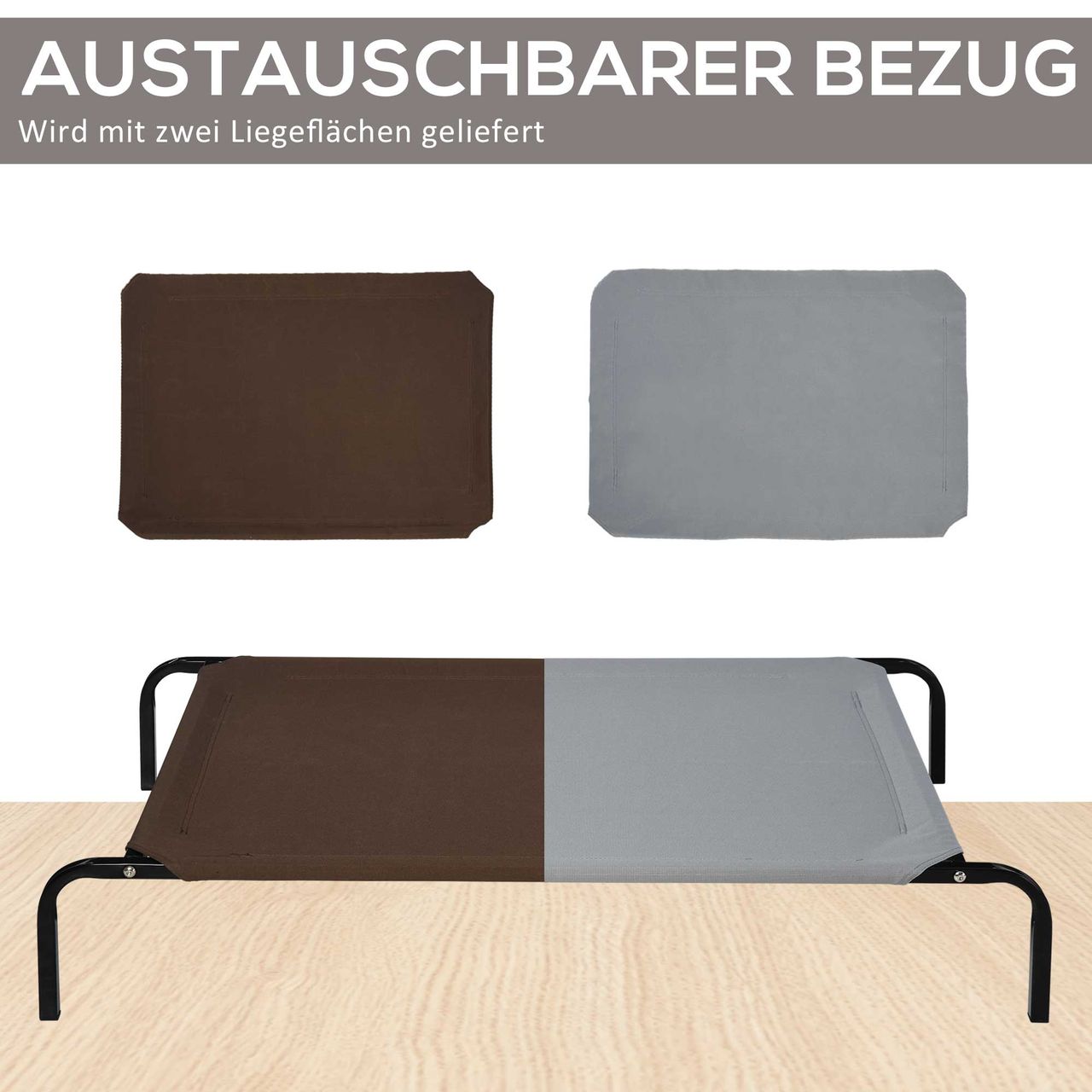PawHut Hundebett Outdoor Hundeliege Katzenbett Haustierbett mit Ersatzbezug