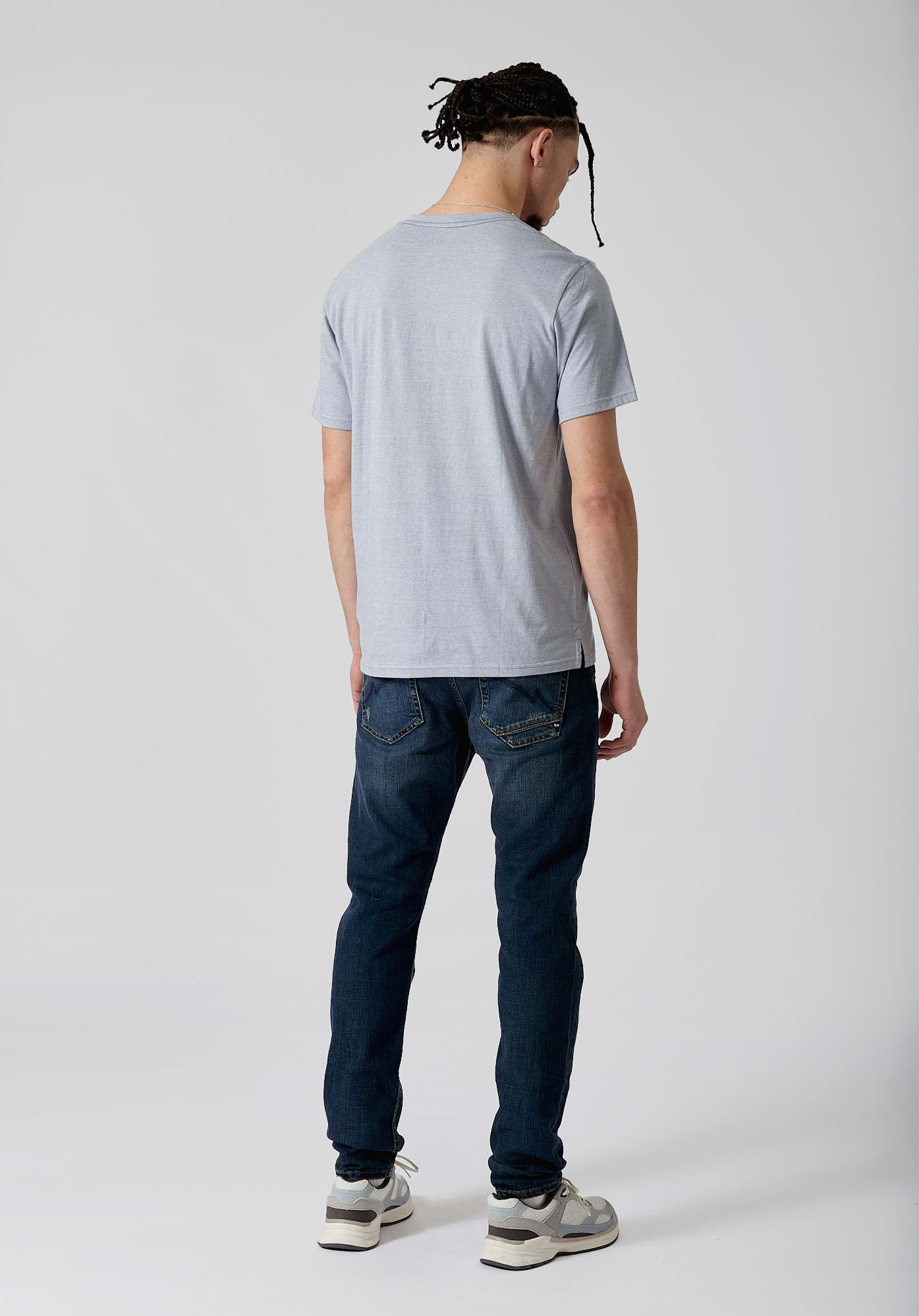 SAVE   T-shirt bleu chiné Homme en 100% coton