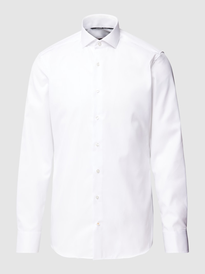 Slim Fit Business-Hemd mit Haifischkragen in weiß