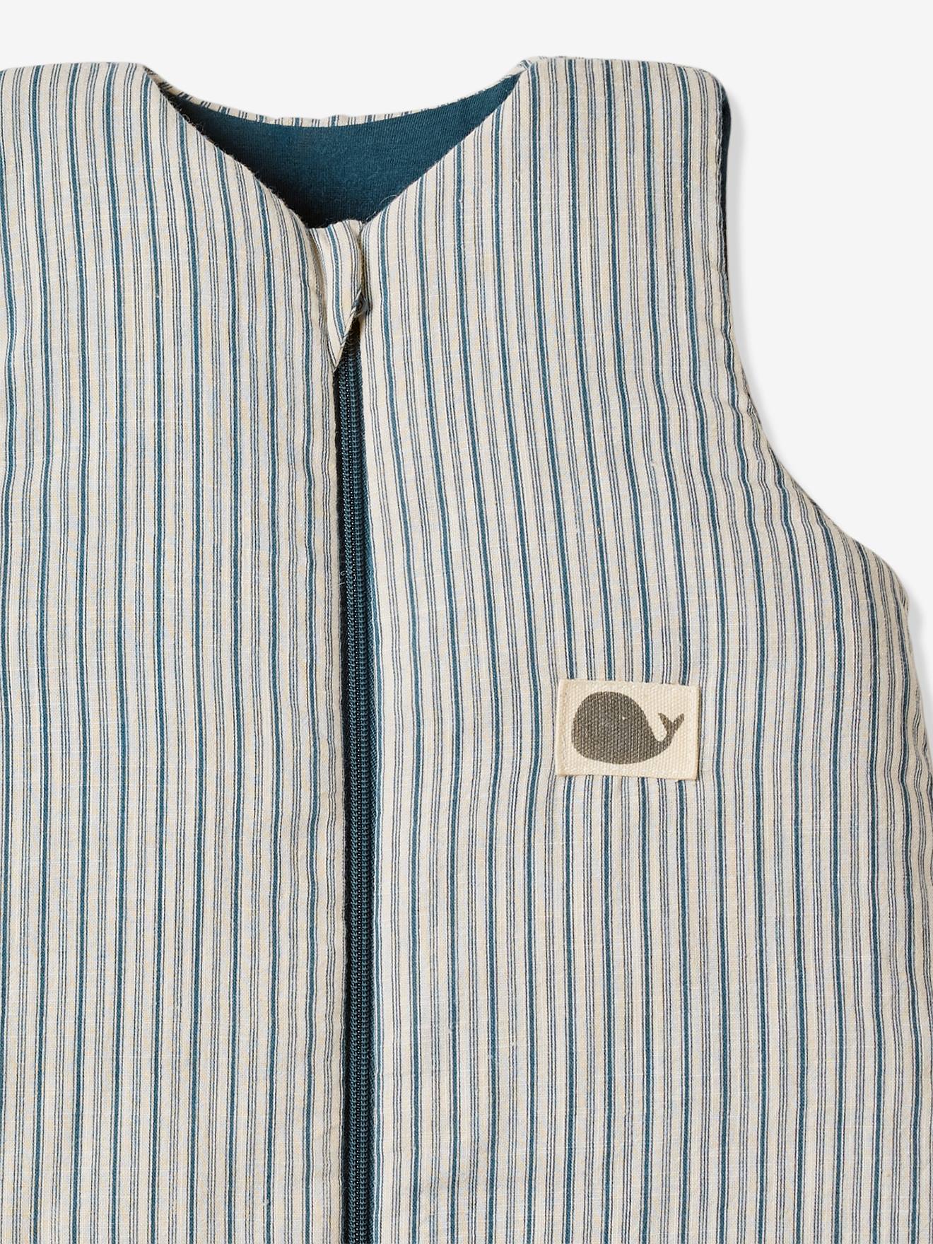 Vertbaudet Ärmelloser Baby Schlafsack NAVY SEA Oeko-Tex - blau gestreift