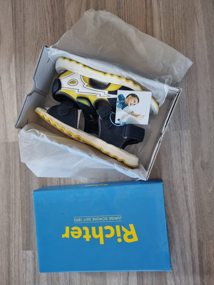 Richter Shoes Richter Ledersandalen, blau gelb, 34, neu mit Etikett günstig kaufen 34
