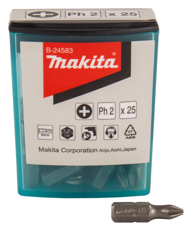Makita Tilbehør B-24583 Skruebit PH2x25mm 25 stk.