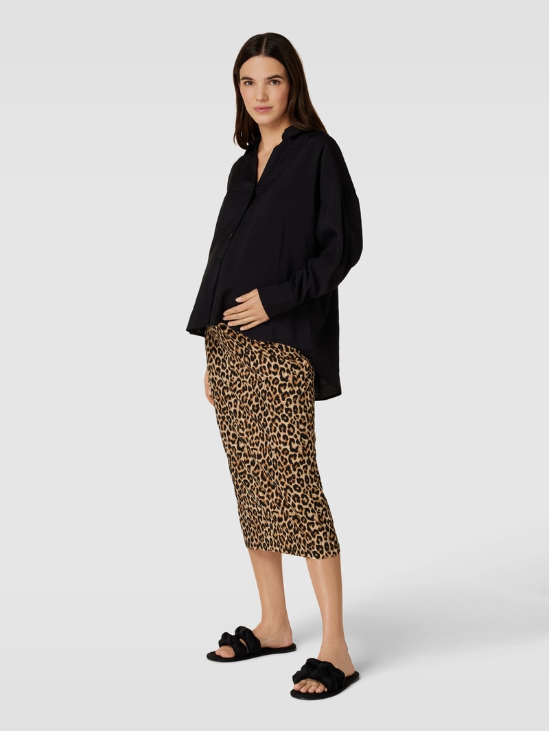 Umstands-Midirock mit Animal-Print Modell 'MIA' in schwarz