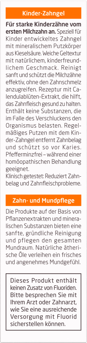 Zahnpasta Gel Kinder fluoridfrei, 50 ml