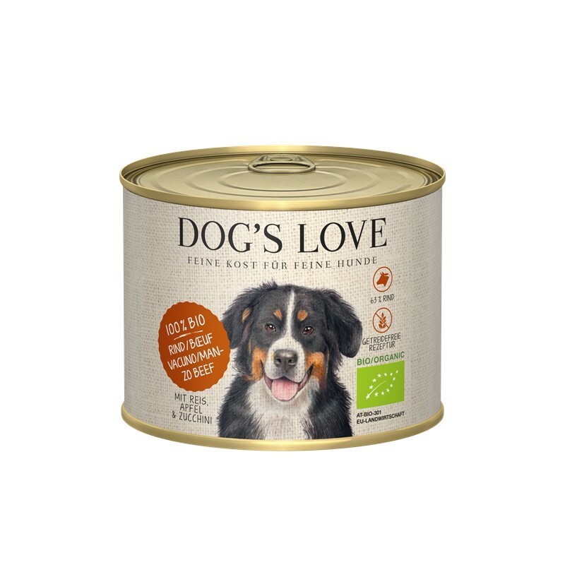 DOG'S LOVE Hundenassfutter DOG'S LOVE BIO 6x200g Rind mit Reis, Apfel & Zucchini
