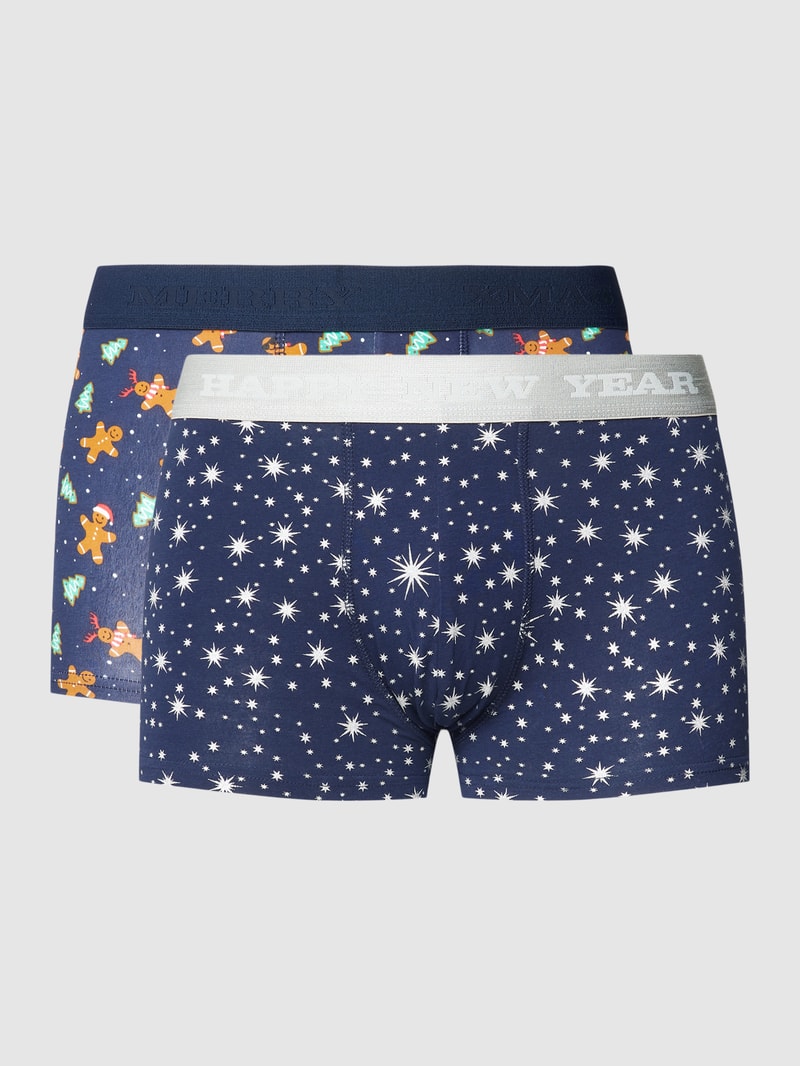 Trunks mit Allover-Muster im 2er-Pack in marineblau