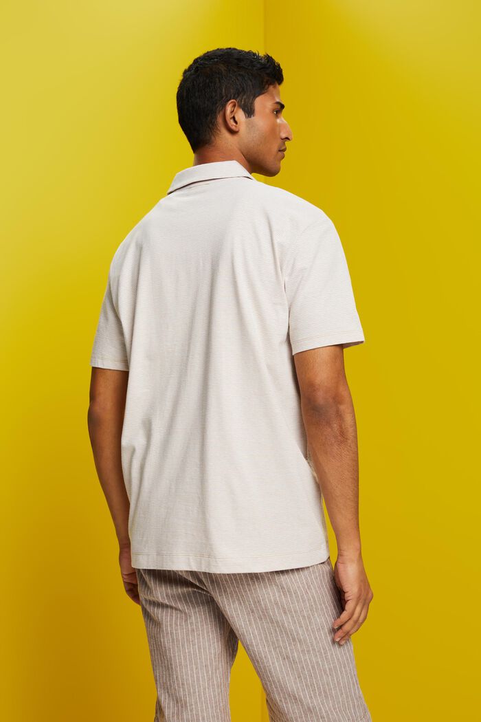 Gestreiftes Jersey Poloshirt, Baumwolle-Leinen-Mix
