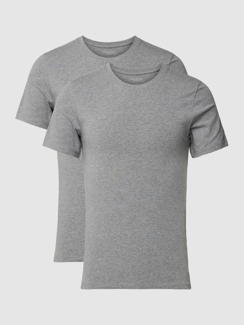 T-Shirt im 2er-Pack Modell 'ESSENTIALS' in mittelgrau meliert