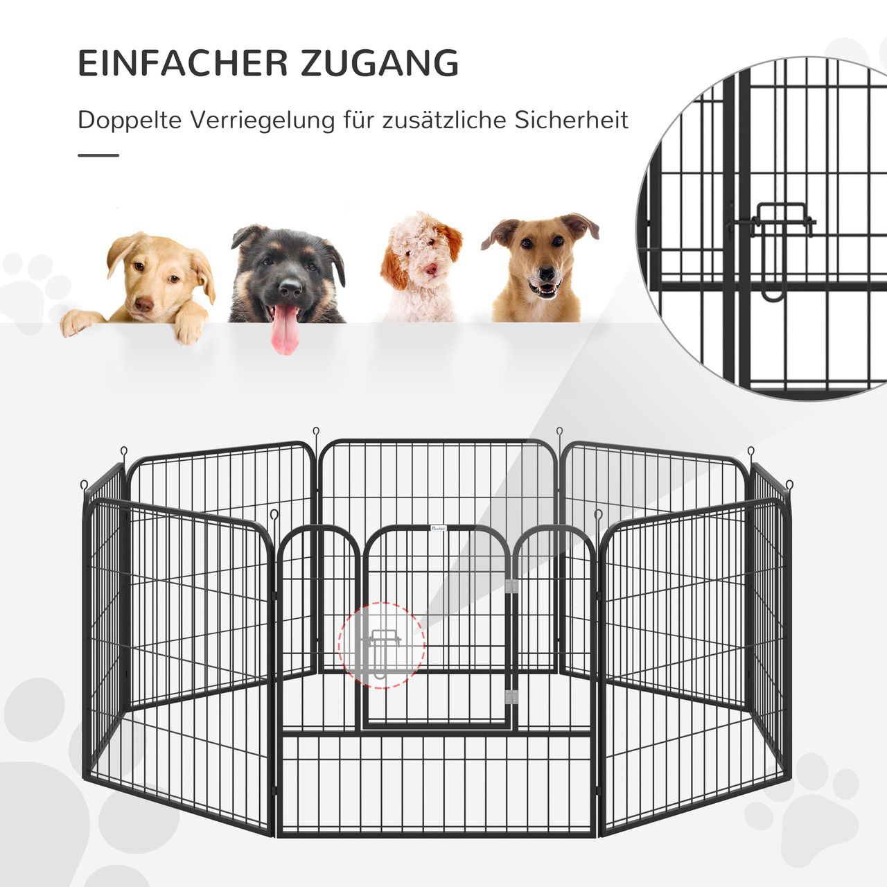 PawHut Welpenauslauf Laufstallr Laufgitter individuell gestaltbar Metall