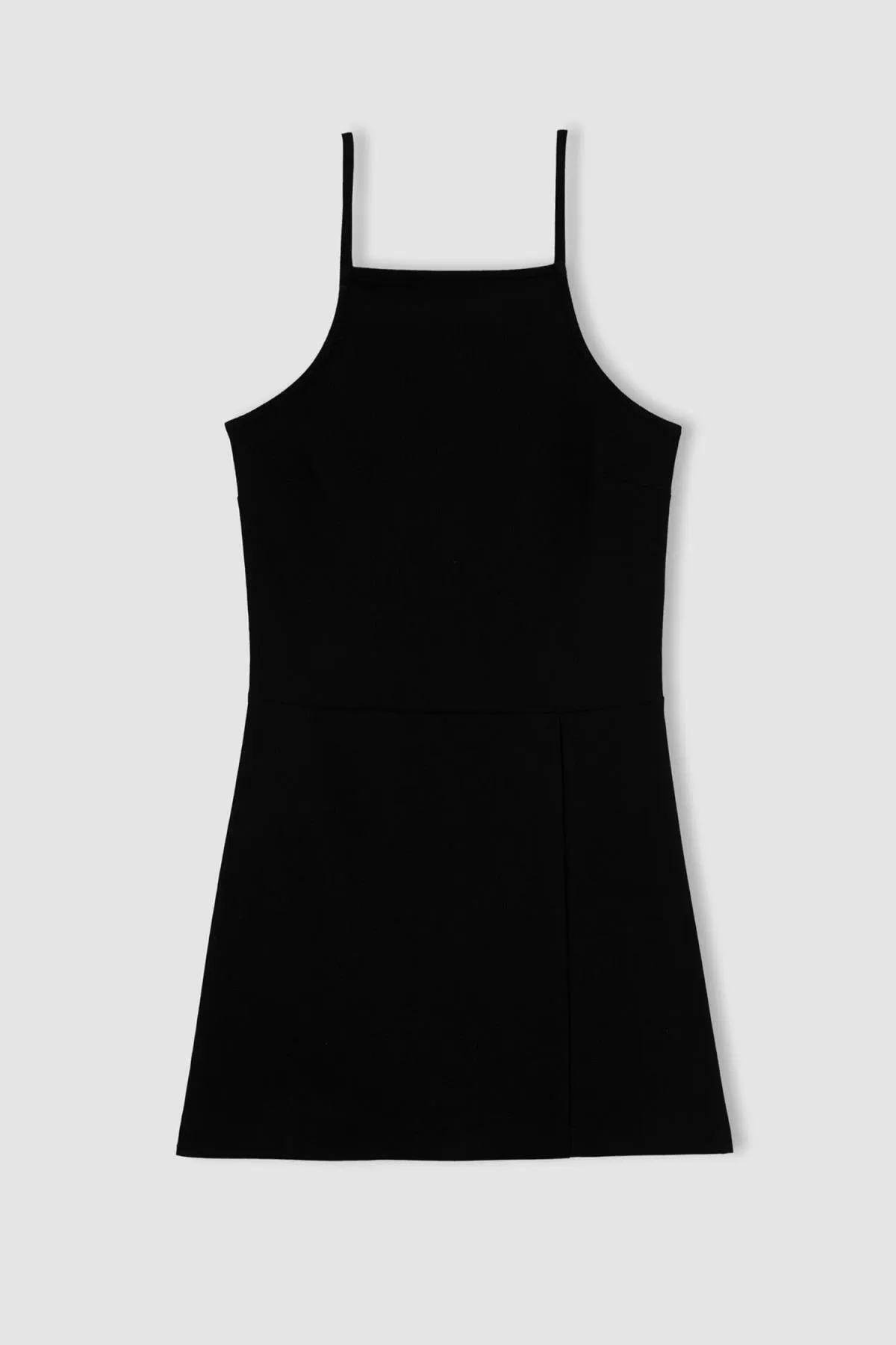 DeFacto  Schwarzes, figurbetontes Minikleid – Schlitzdetail, Träger A5177ax23sm