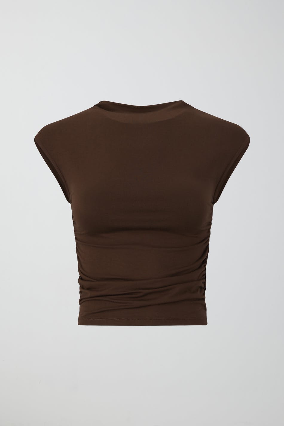 Soft touch funnel neck top