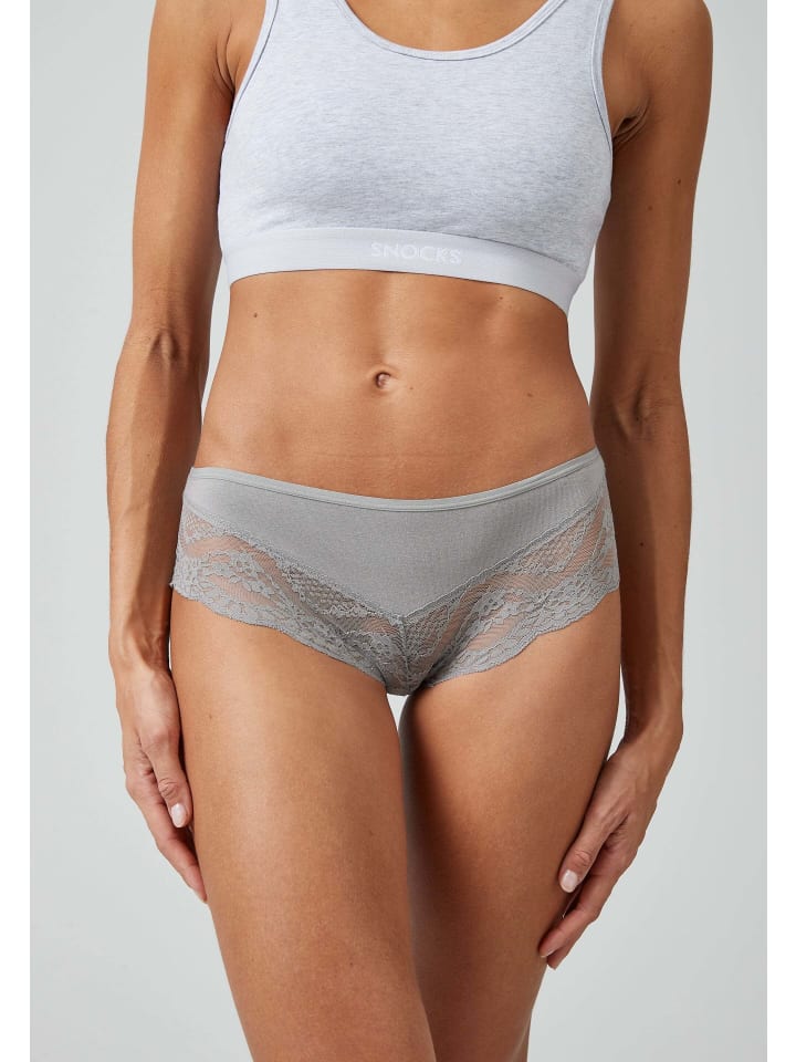 SNOCKS Hipster mit Spitze aus Bio-Baumwolle 3 Stück in Mix (Apricot/Grün/Schwarz) günstig kaufen