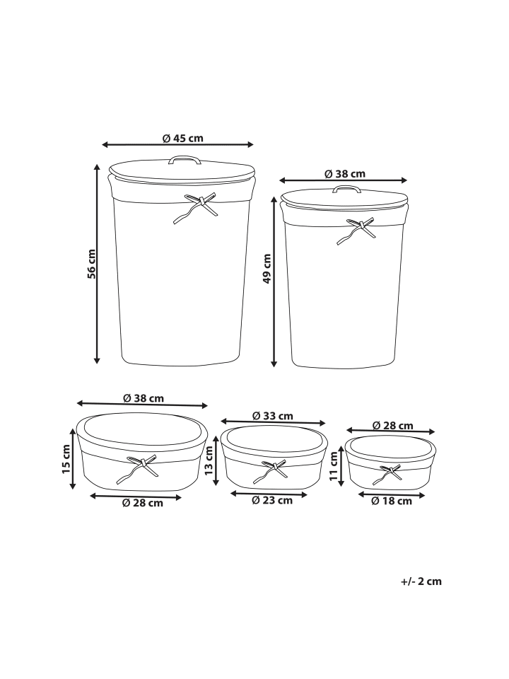 Beliani 1er-Set Wäschekörbe VAKARI in Grau/Weiß günstig kaufen onesize