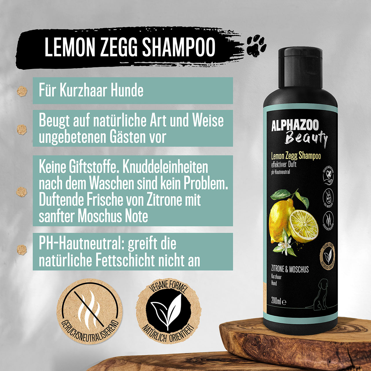 ALPHAZOO Fellpflege ALPHAZOO Lemon-Zegg Shampoo für Hunde