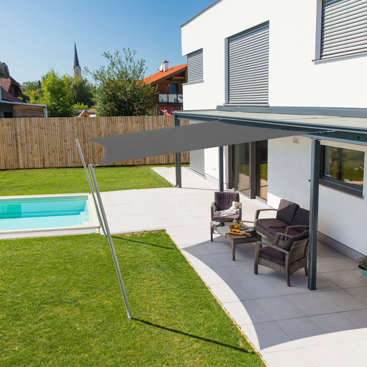 Windhager Sonnensegel Cannes Quadrat, 5x5m, anthrazit