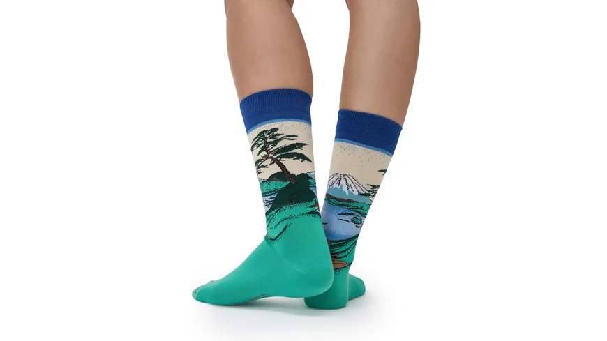 MuseARTa Unisex Socken Katsushika Hokusai - Mount Fuji blau