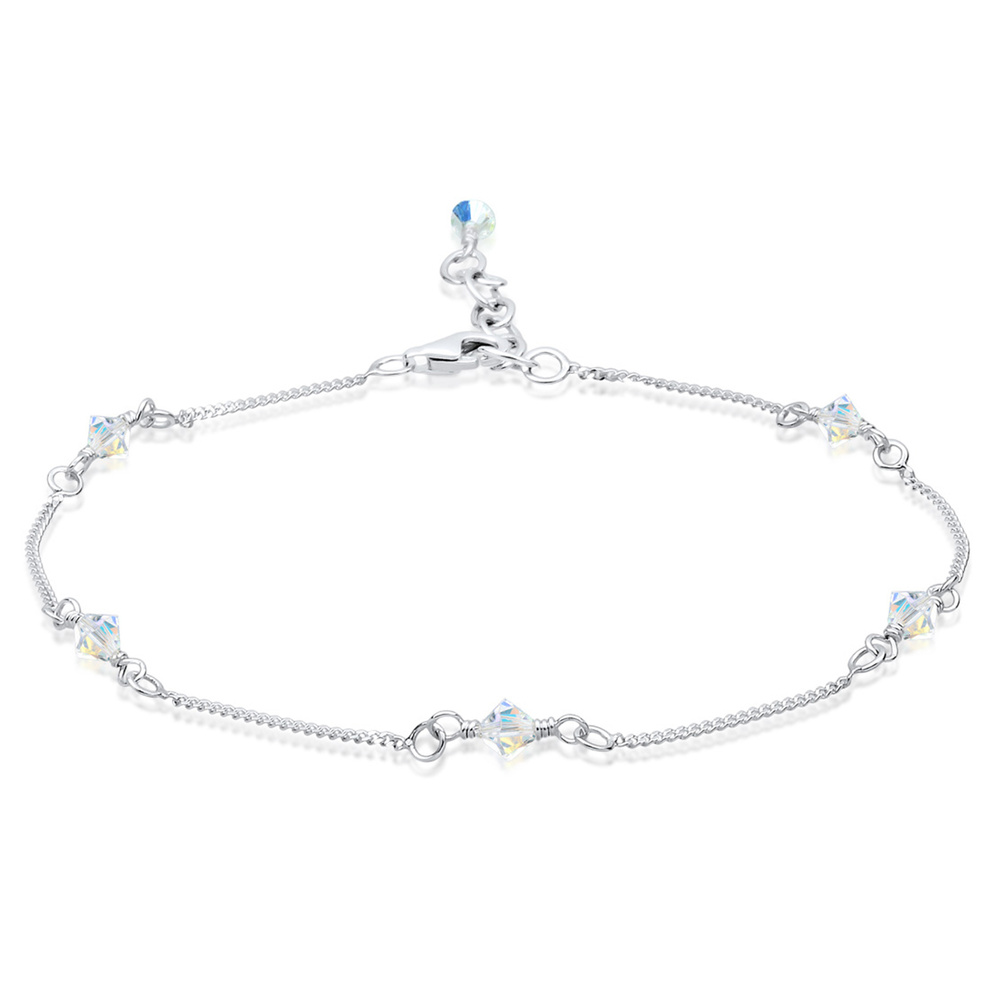 Elli Elli Bracelet de Cheville Cristal 925 Argent Bijoux