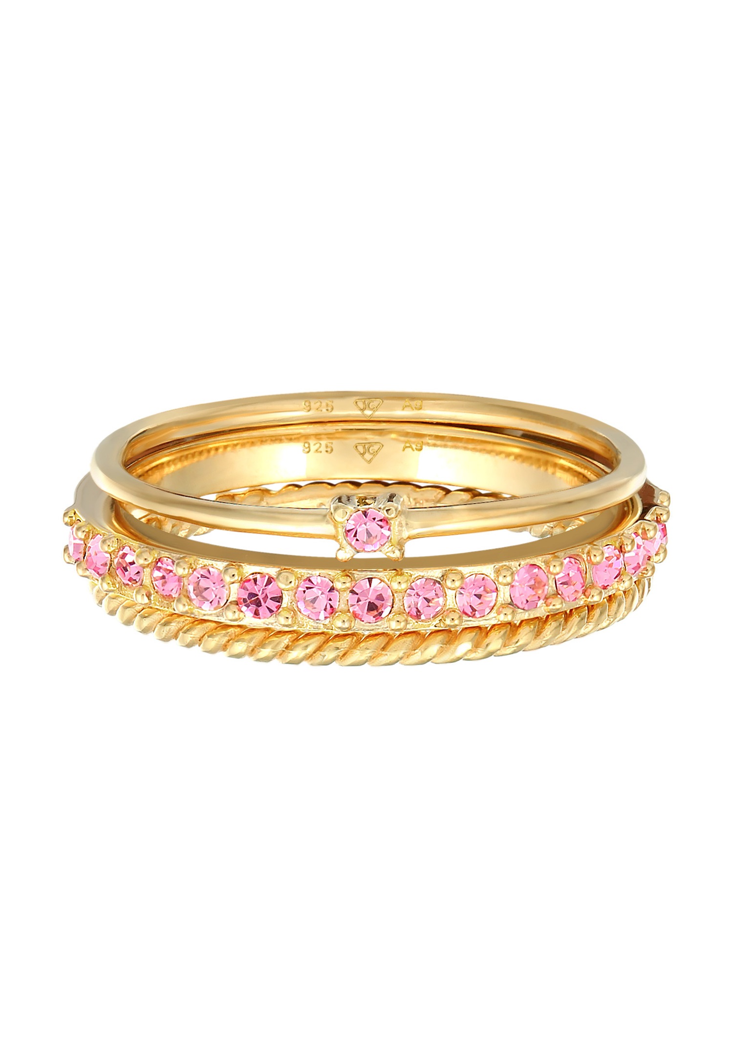 Set da donna Elli con scintillanti cristalli multicolore in argento sterling 925 placcato oro.