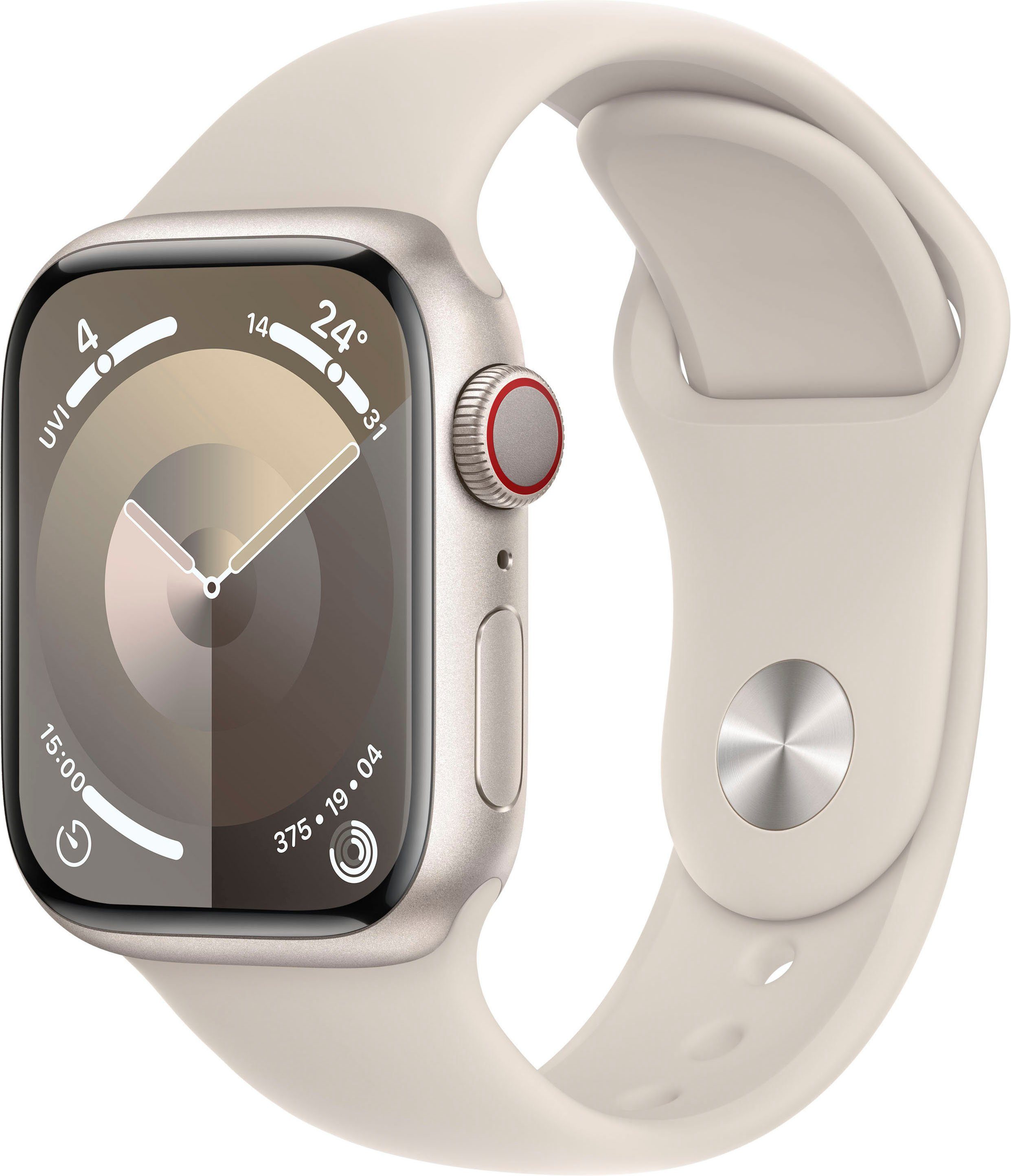 Apple Watch Series 9 GPS + Cellular 41mm Aluminium Smartwatch (4,1 cm/1,61 Zoll, Watch OS 10), Sport Band