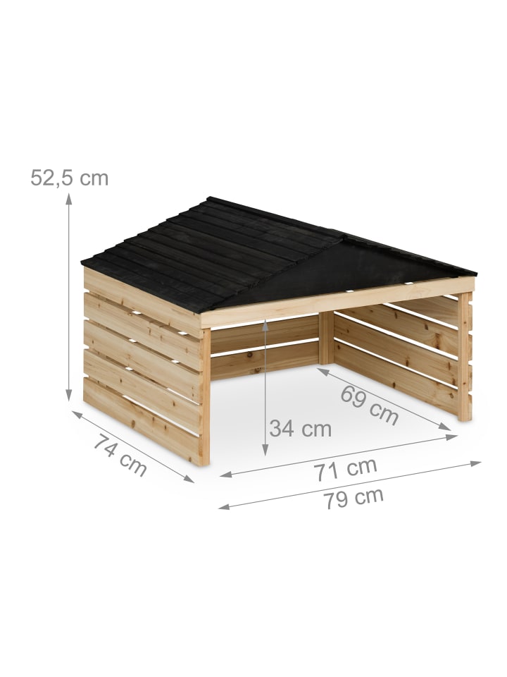 relaxdays Mähroboter Garage in Natur/ Schwarz - (B)79 x (H)52,5 x (T)74 cm günstig kaufen onesize