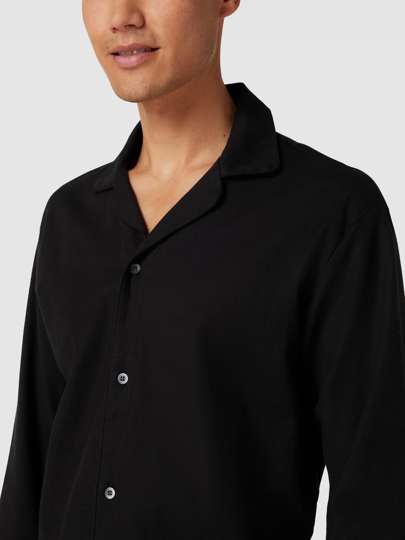 Pyjama-Oberteil mit Reverskragen Modell 'BUTTON' in schwarz