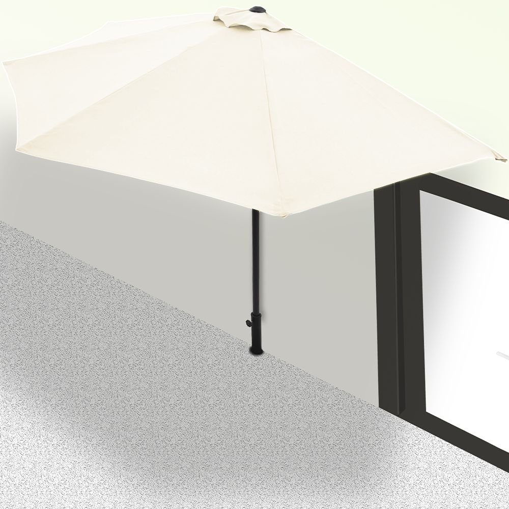 Kingsleeve Sonnenschirm, 270 cm UV Schutz 50+ halbrund Wasserabweisend Leichtgängiges Kurbelsystem Windöffnung für stabilen Stand Stabil Robust Balkonschirm Terrassenschirm Gartenschirm