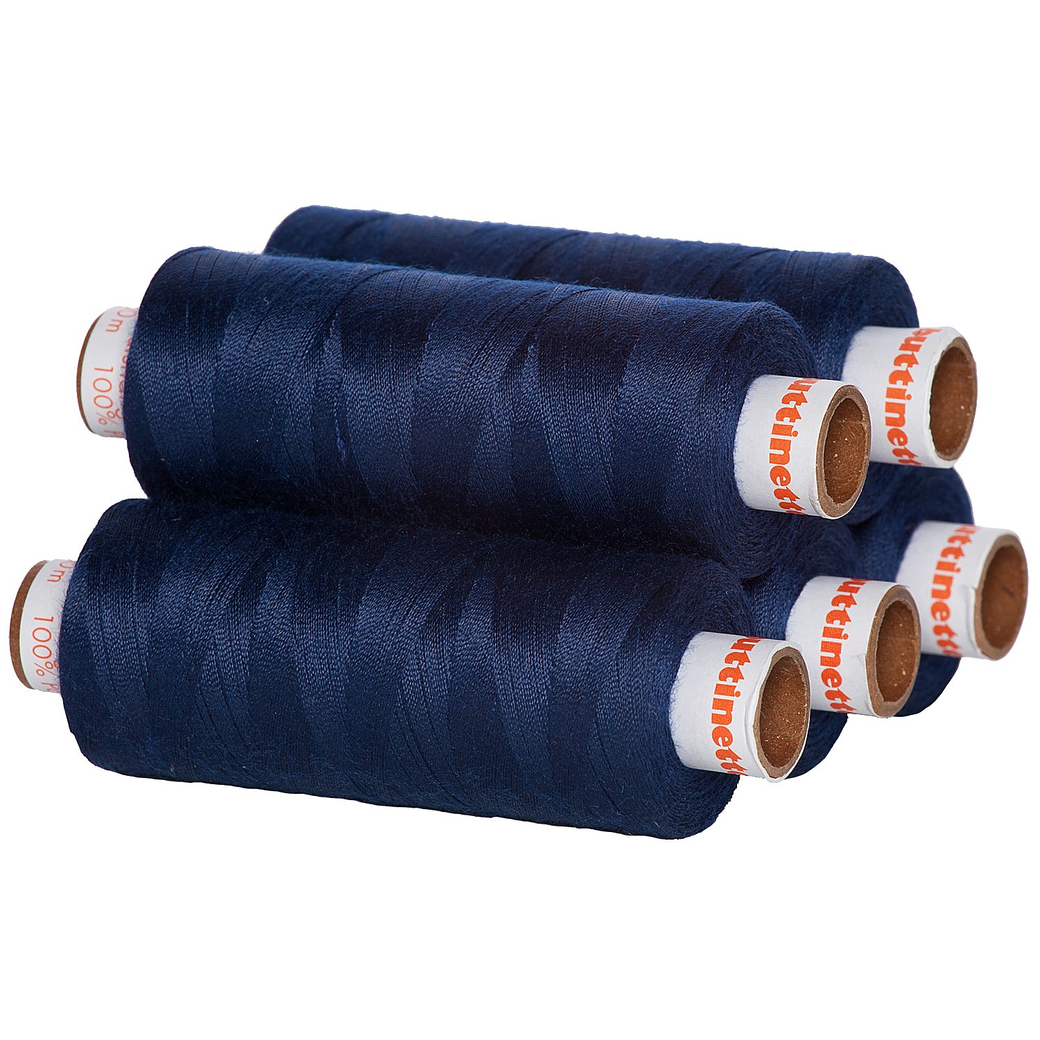 buttinette Universal-Nähgarn, Stärke: 100, 5er-Pack, marine