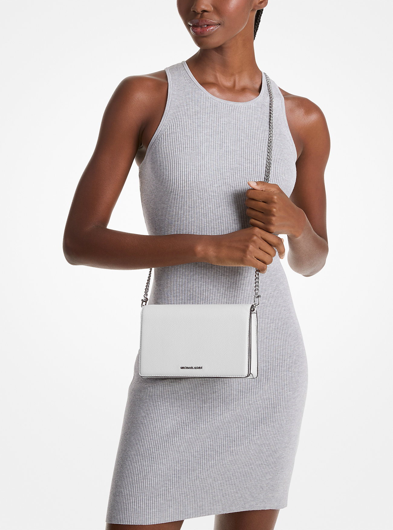 Jet Set Medium Pebbled Leather Crossbody Bag - OPTIC WHITE