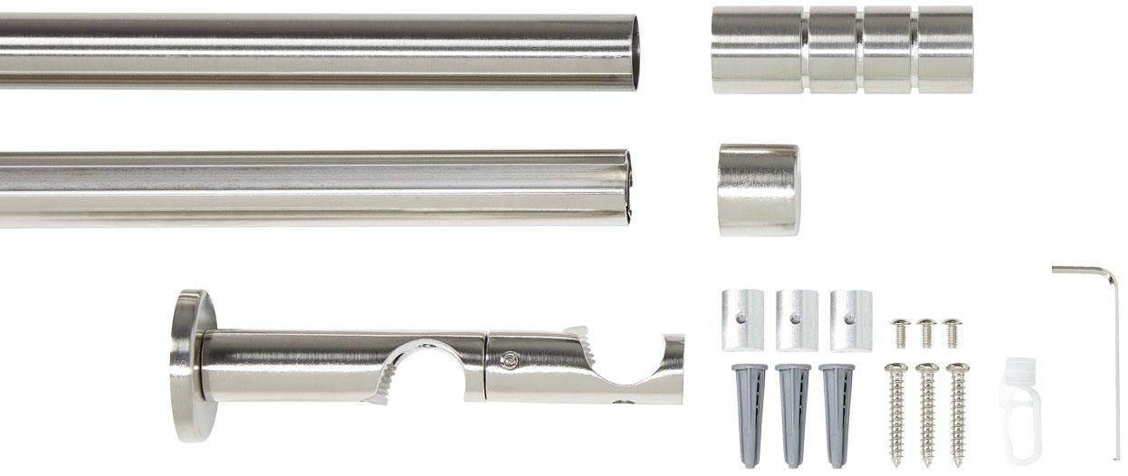Kombi-Vorhangstange Ranura, Good Life, Ø 20 mm, 2-läufig, Fixmaß, mit Bohren, verschraubt, Aluminium, Kunststoff, Metall