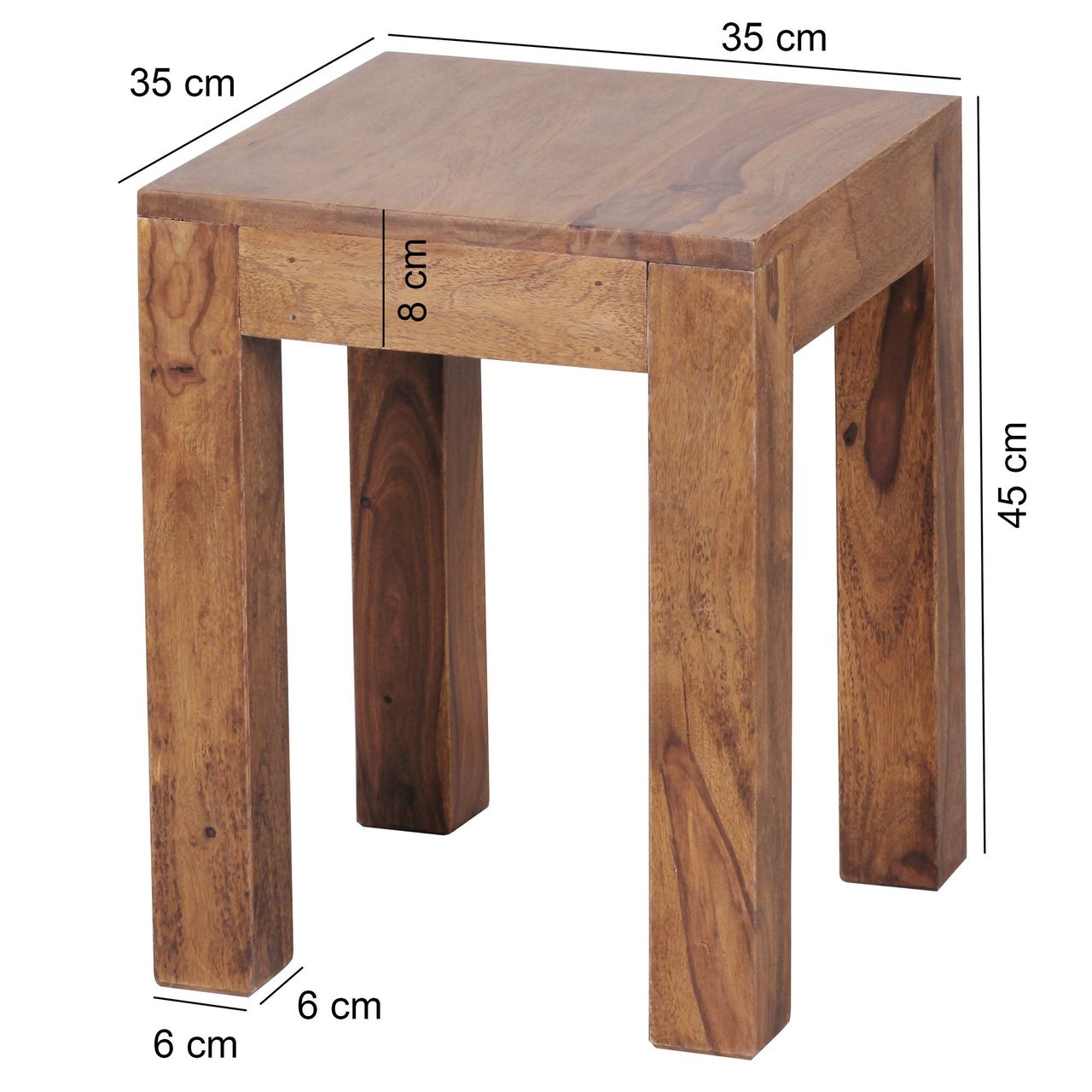 Wohnling Massivholz Beistelltisch 35 x 35 x 45 Sheesham