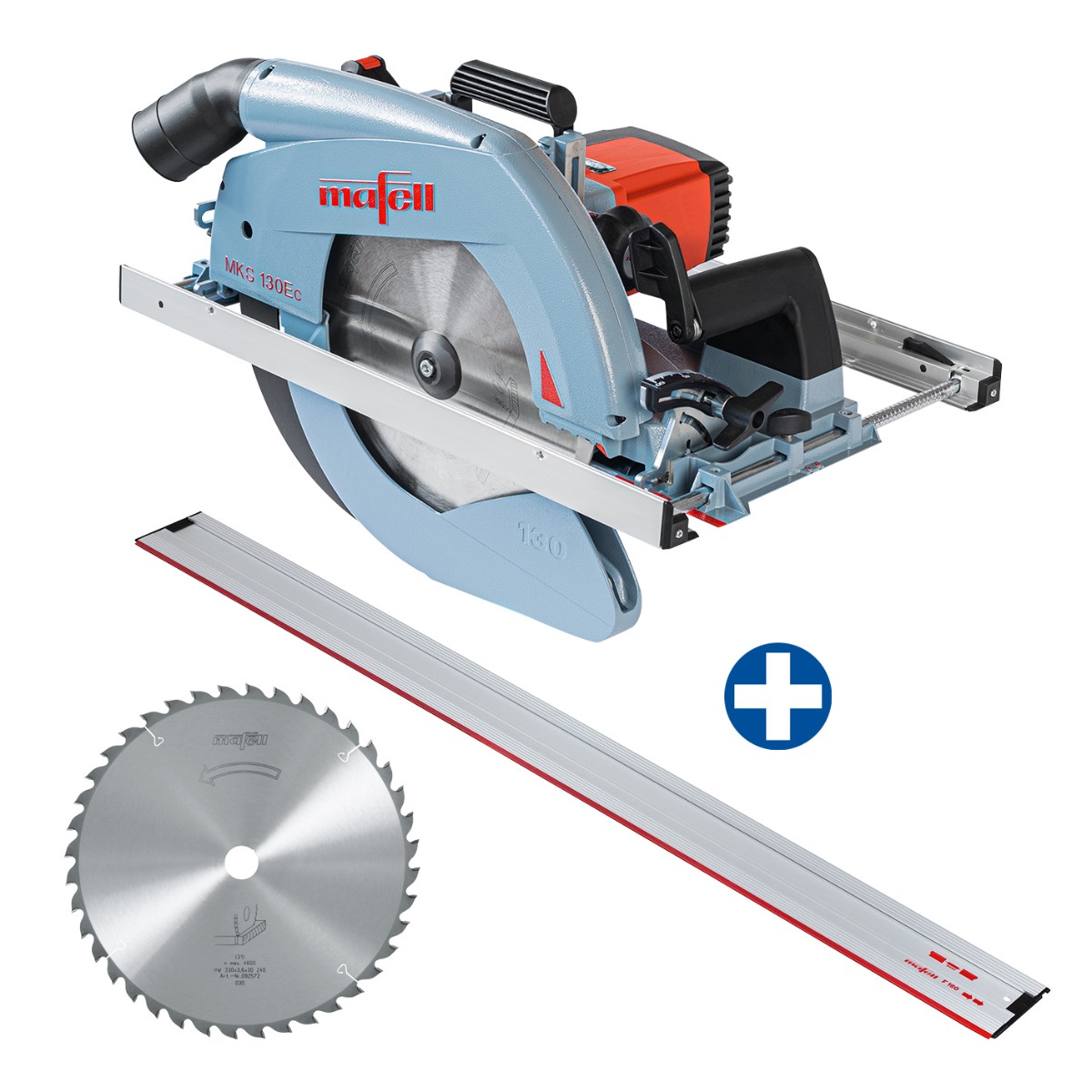 Mafell 1P0183 MKS130Ec Håndrundsav til tømrer + F160 føringsskinne + savklinge - HM 330 x 2,2/3,6 x 30 mm, Z 40, WZ