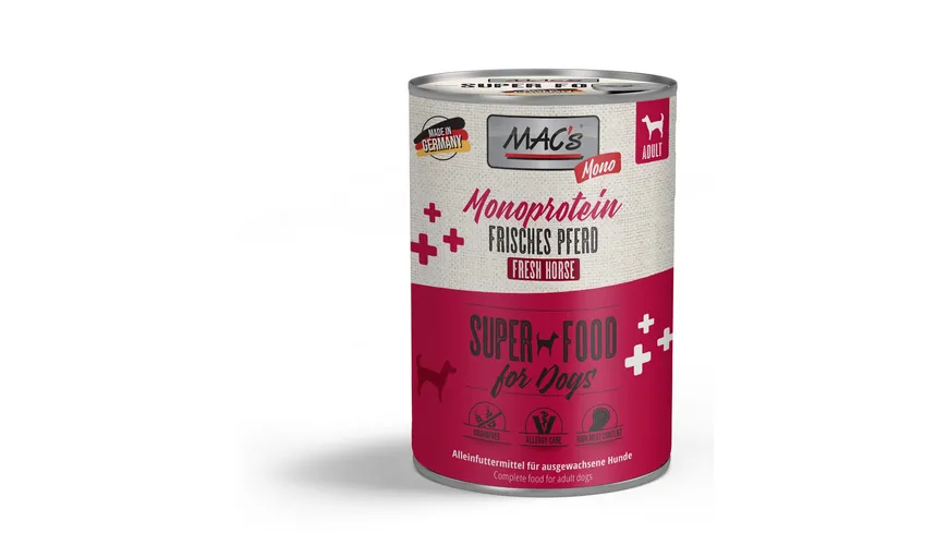 MAC's DOG Hundenassfutter Monoprotein Frisches Pferd 400 g