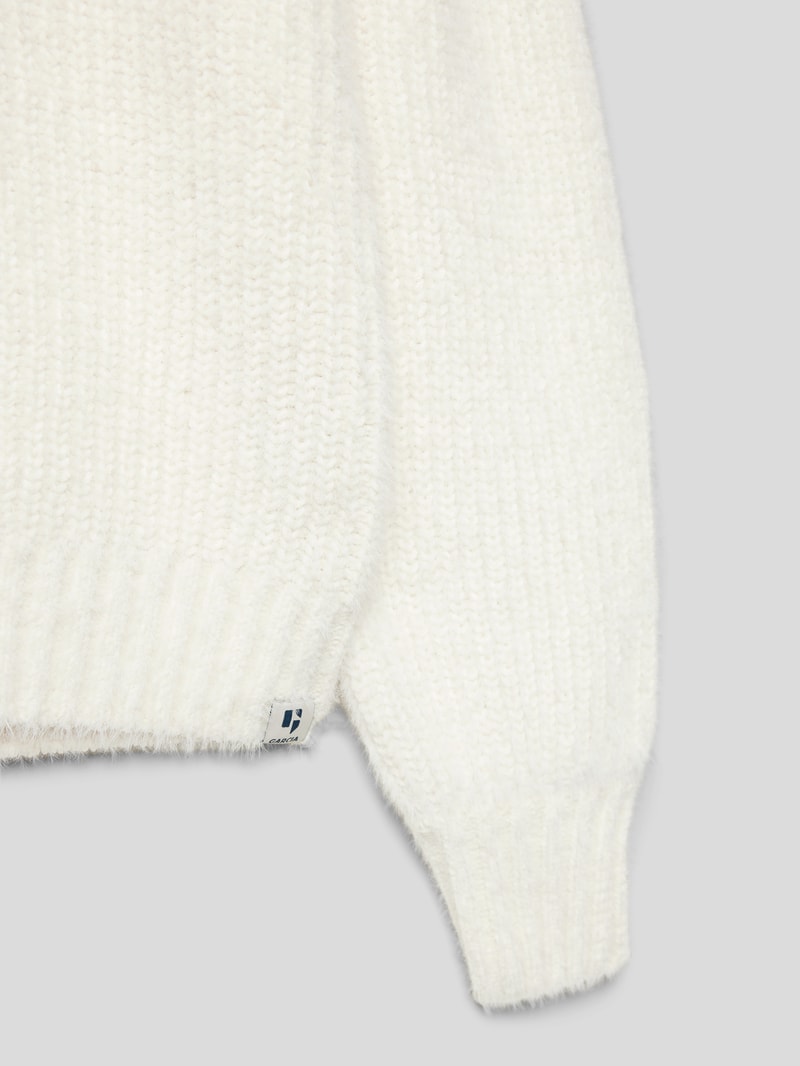 Strickpullover mit Rundhalsausschnitt in weiß