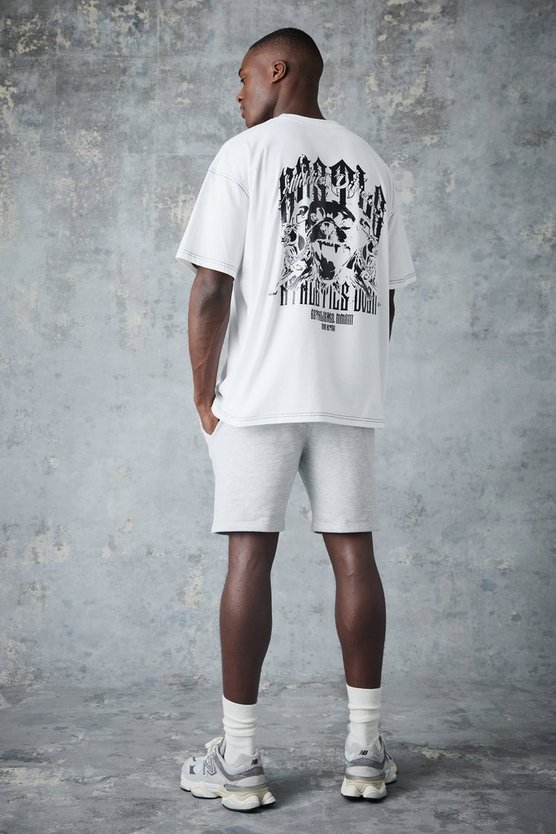 Man Active Oversize Shorts-Set mit Lift Club Print